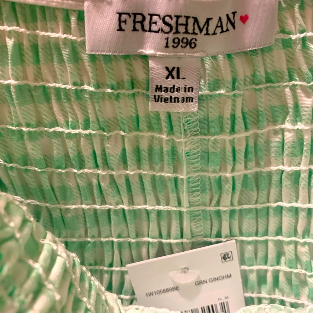 Gingham green crop tank